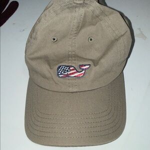 Vineyard Vines Green Cap with American Flag Whale Logo